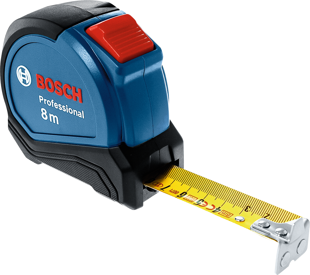 Bosch merilni trak, 8 m, z rumenim podaljšanim rezilom.